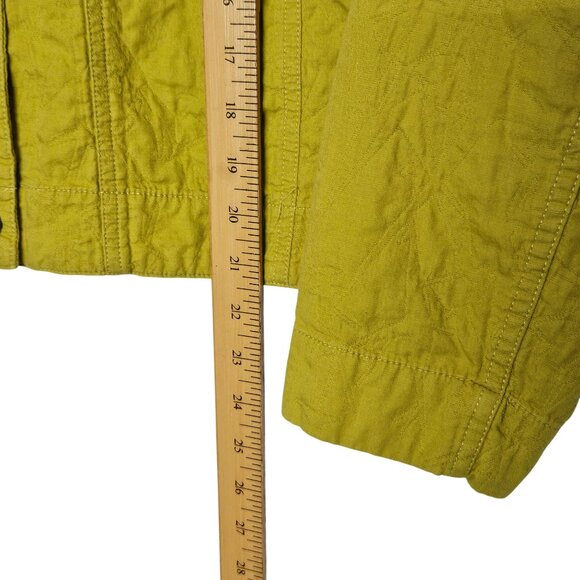 Chicos Size 1 S Yellow Textured Button-Up Jacket Cotton Lightweight‎ Casual Fit - Picture 8 of 9
